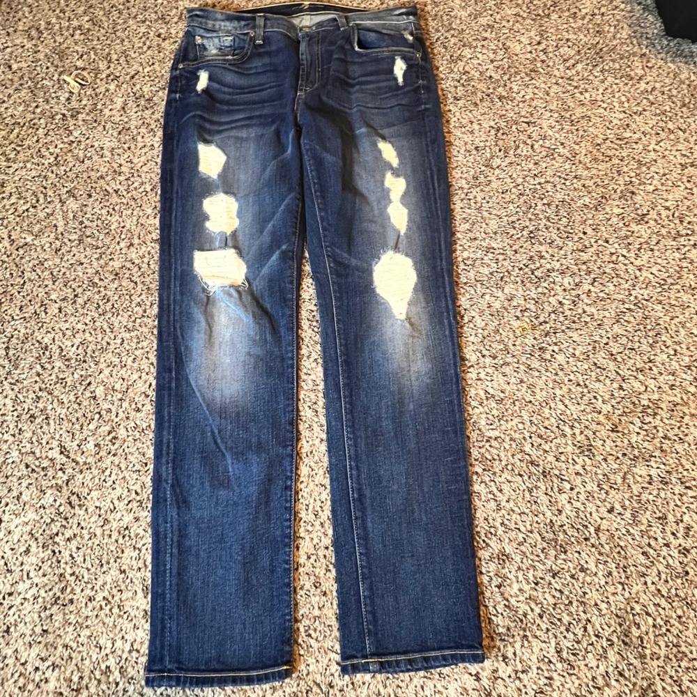 7 For All Mankind The Relaxed Skinny Distressed Blue Jeans Size 28 Made in USA